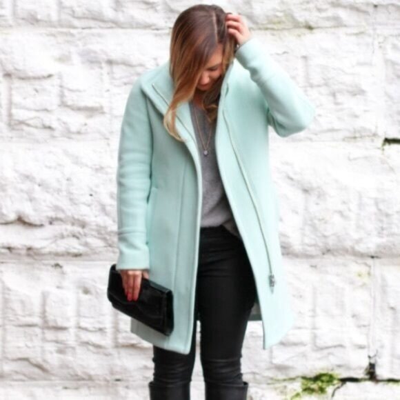 J.Crew Stadium Cloth by Nello Gori Cocoon Coat in Soft Mint - Sz 6P - New - Picture 2 of 13